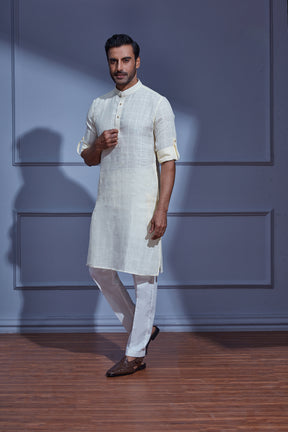 NATURAL CREAM COLOUR LINEN KURTA